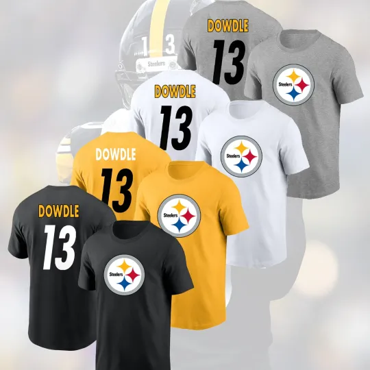 Rico Dowdle Pittsburgh Steeler 2026 Player Name & Number Double Sided T-Shirt