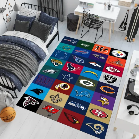 Discover American Football Team Logo Rug football Inspired Fan Gift Area Rug