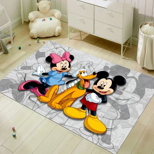 Discover Minnie Mouse Cartoon Area Rug Kids Room Decor Carpet