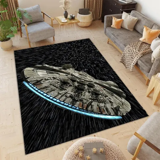 Discover Millennium Falcon Space Rug Easy Clean Area Carpet Room Decor