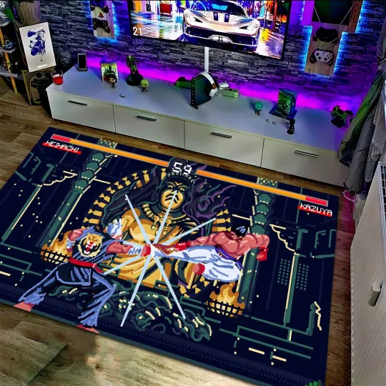 Discover Fighting Game Area Rug Colorful Gaming Room Decor Carpet