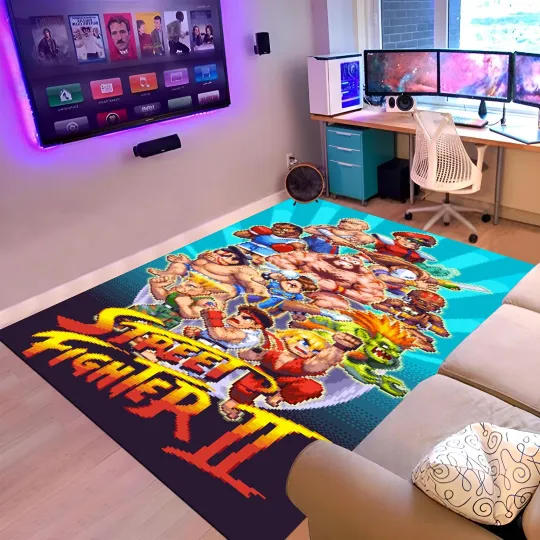 Discover Fighting Game Rug Retro Arcade Style Area Carpet Decor