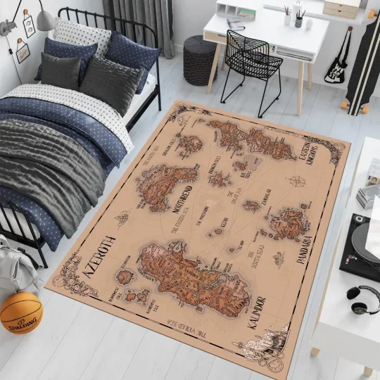 Discover RPG World Map Rug Fantasy Game Area Rug Gamer Decor
