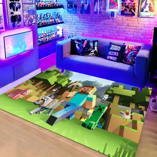 Discover Pixel Gaming Rug Video Game Area Carpet Gamer Room Decor