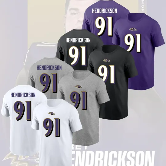 Trey Hendrickson Baltimore Ravens #91 Double Sided T-Shirt for Fans