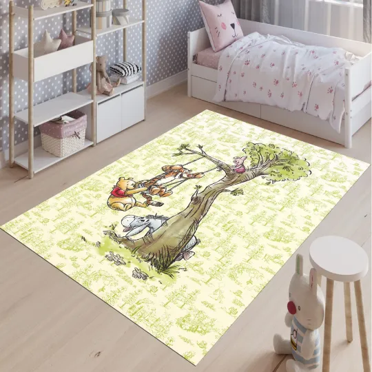 Winnie the Pooh Area Rug Cartoon Kids Room Carpet Nursery Decor