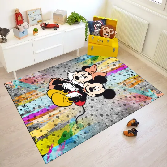 Minnie Mickey Mouse Kids Area Rug Nursery Carpet