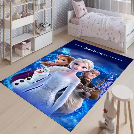 Discover Elsa Anna Cartoon Rug Kids Room Nursery Area Carpet Decor
