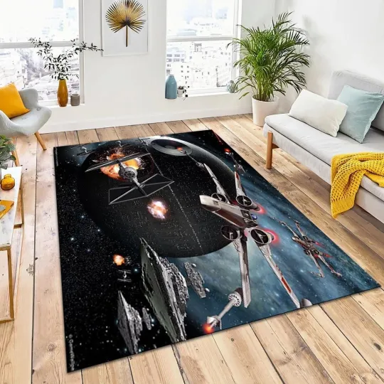Discover Star Wars Death Planet Battle Area Rug Modern Space Scene Carpet