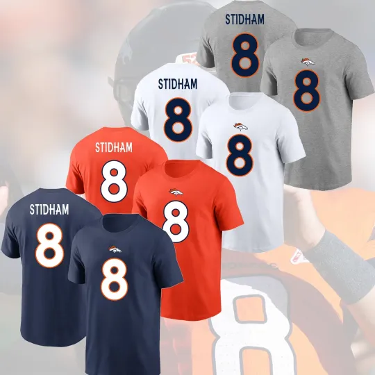 Jarrett Stidham #8 Denver Broncos Double Sided T-Shirt for Fans 2026