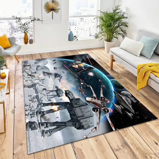 Discover Star Wars Battle Scene Rug Large Area Carpet Easy Clean Home Decor
