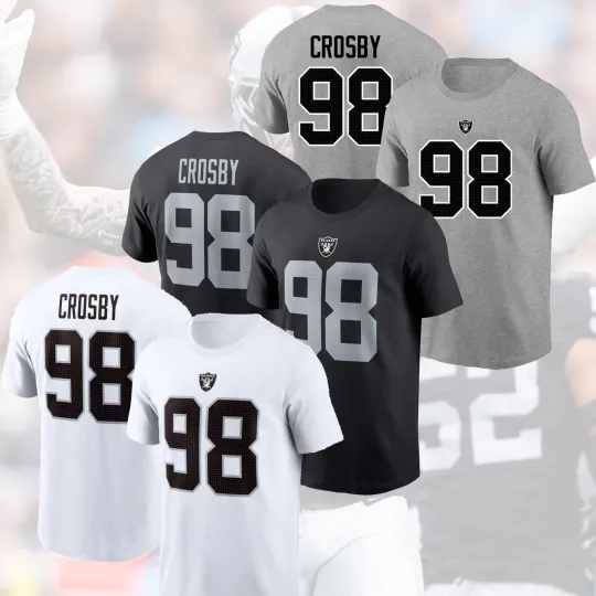 Maxx Crosby Raiders 2025 Player Name & Number Double Sided T-Shirt