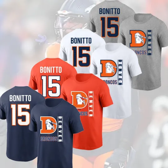 Discover Nik Bonitto Denver Broncos 2025 Player Name & Number Double Sided T-Shirt