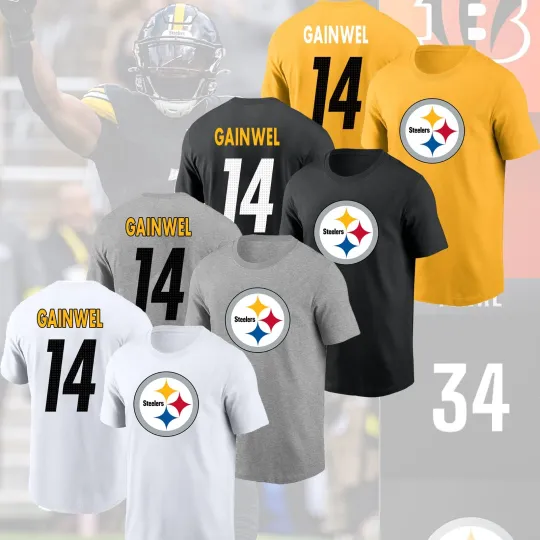 Discover Kenneth Gainwell #14 Pittsburgh Steeler Double Sided T-Shirt 2025 Player Name & Number