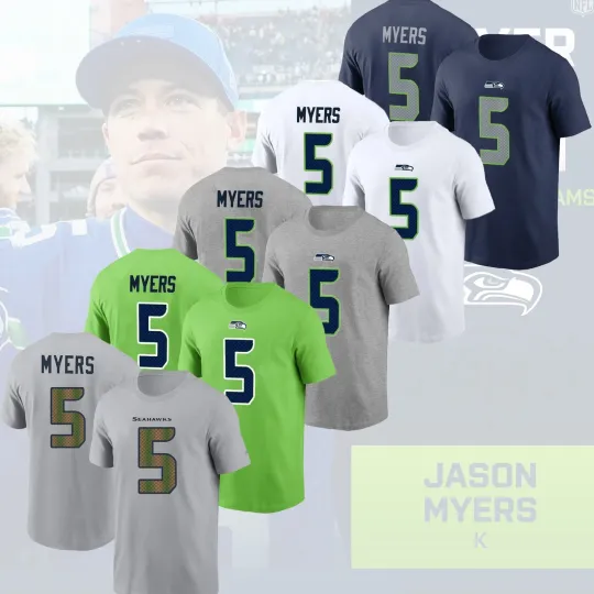 Discover HOT SALE !! Jason Myers #5 Seattle Seahawks 2025 Player Name & Number Fan Gift