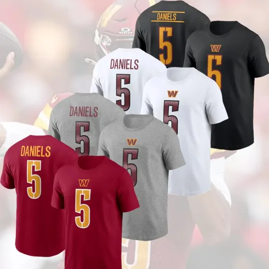 Discover HOT DEAL! Jayden Daniels #5 Washington Commanders 2025 Name & Number Fan Gift