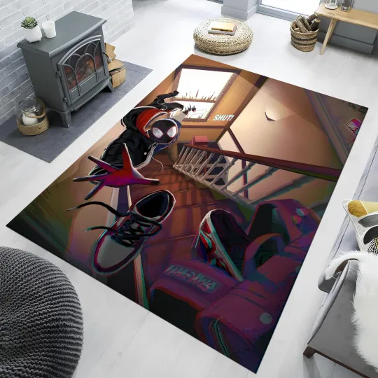 Spider-Man Area Rug Kids Room Colorful Pop Art Marvel Carpet Decor