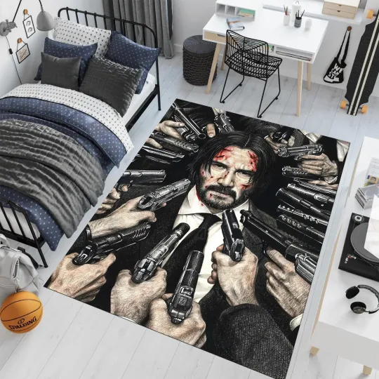Discover John Wick Area Rug Action Movie Decor Teen Room Carpet