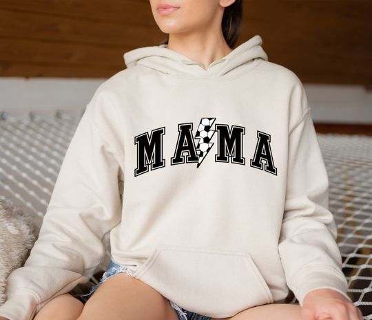 Discover Mama Lightning Bolt Hoodie: Sports Soccer Mom Gift