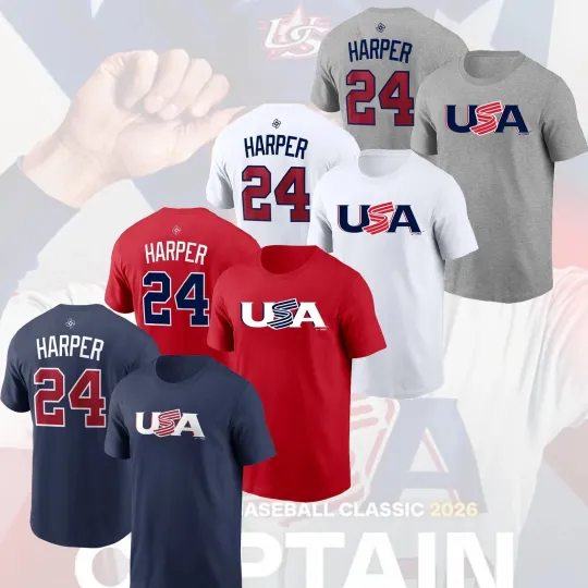 Bryce Harper USA Team 2026 World Baseball Classic Double Sided T-Shirt