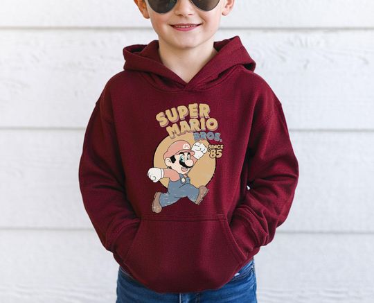 Retro Super Mario 1985 Hoodie, Vintage Gamer Hoodie, Nostalgic Gaming Hoodie, Vintage Gamer Super Mario Hoodie