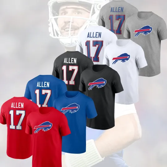 Discover HOT SALE!! Josh Allen #17 Buffalo Bills 2025 Player Name & Number Fan Look