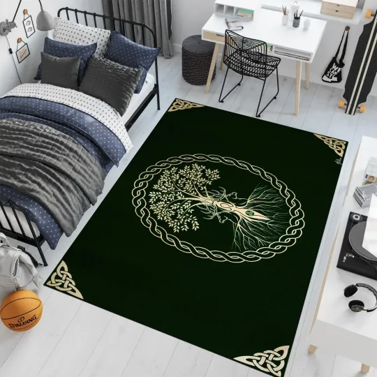 Discover Viking Tree of Life Area Rug Norse Pagan Decor Carpet