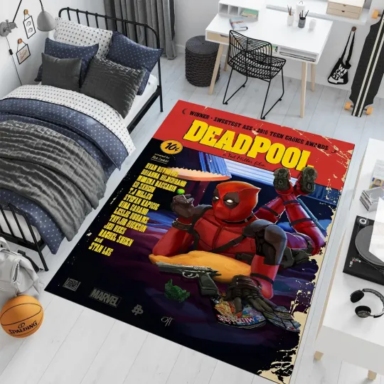 Discover Deadpool Area Rug Marvel Superhero Colorful Movie Room Carpet Decor