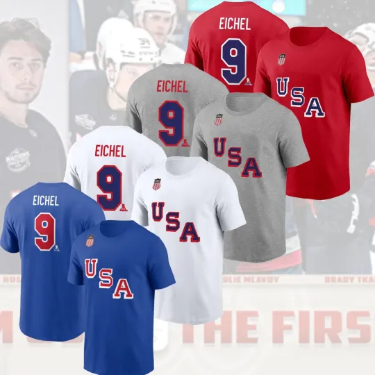 Discover Jack Eichel #9 US Hockey 2026 & Auston Matthews T-Shirt