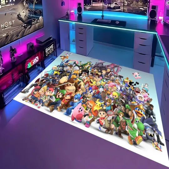 Discover Retro Game Character Rug Colorful Gamer Room Area Carpet Decor