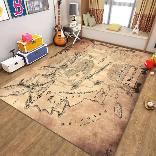 Discover Middle Earth Map Area Rug Fantasy Decor Boys Room Carpet