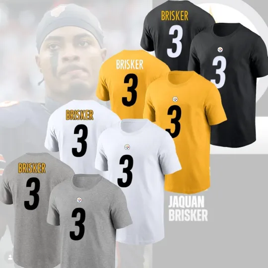 Discover Jaquan Brisker #3 Pittsburgh Steeler Double Sided T-Shirt 2026 Player Trading Name and Number