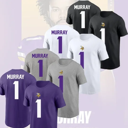Kyler Murray Minnesota Vikings #1 Double Sided T-Shirt 2026 Player Name & Number