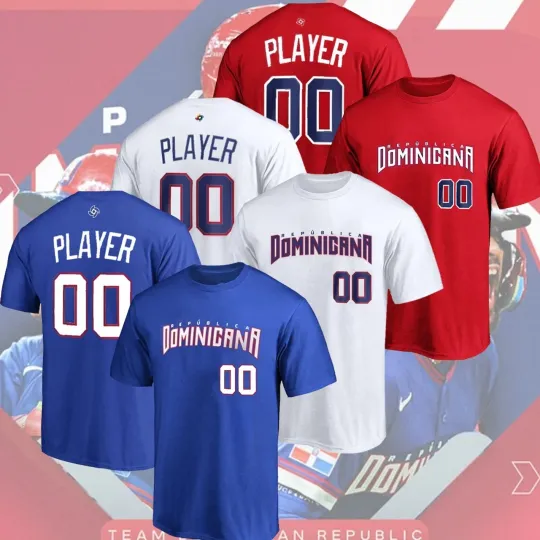 Discover Personalized Dominican Republic 2026 Baseball T-Shirt with Player Name and Number