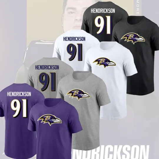 Discover Trey Hendrickson #91 Baltimore Team Double Sided T-Shirt for Fans