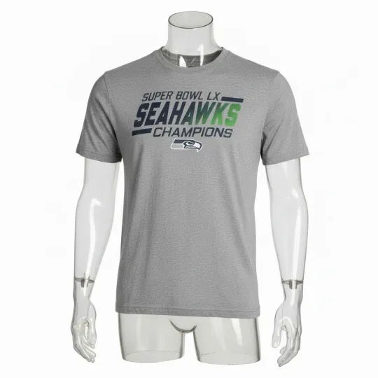 Discover Seattle Seahawks Super Bowl 2026 Champions T-Shirt Gray Men’s Football
