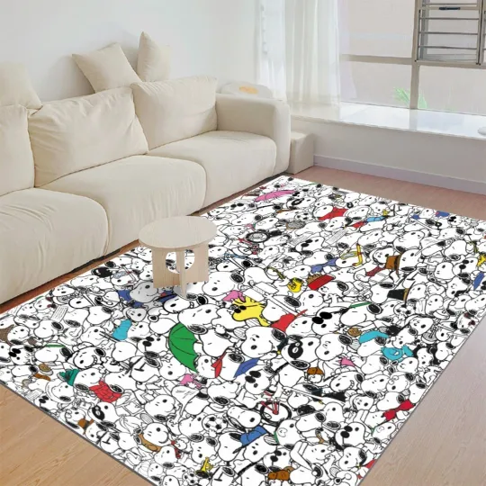 Discover Peanuts Snoop Print Foldable Rectangular Rugs Anti-Skid Carpet