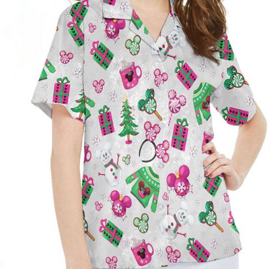 Discover Disney Mickey Mouse Ears Christmas Tree Hawaiian Shirt Men Women Unisex 034