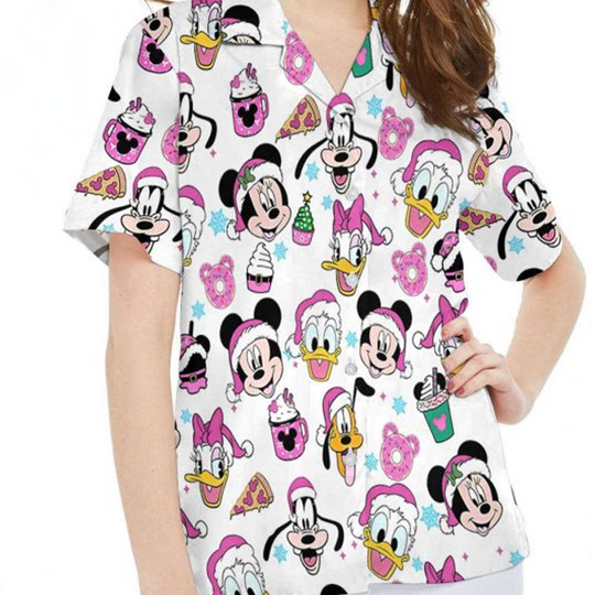 Discover Pink Christmas Mickey Friends Hawaiian Shirt Men Women Unisex 034