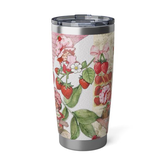 Discover Strawberry Shortcake Garden Tumbler 20oz, Classic Strawberry Stainless Steel Cup, Cottagecore Mug