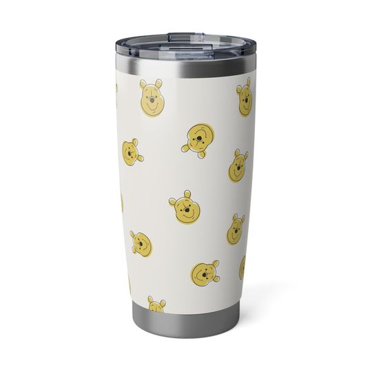 Discover Winnie the Pooh Minimal Tumbler 20oz, Pooh Face Pattern Stainless Steel Travel Cup, Neutral Bear Mug