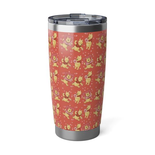 Discover Winnie The Pooh Valentine Love Tumbler 20oz, Red Heart Stainless Steel Cup, Insulated Travel Mug