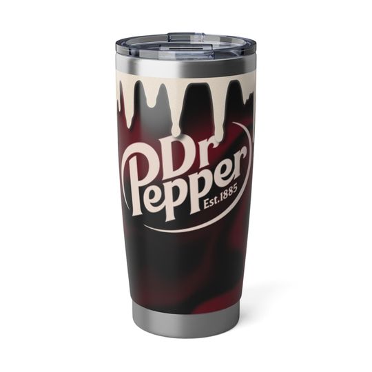 Discover Dr Pepper Drip Tumbler 20oz, Bold Soda Logo Stainless Steel Cup, Black Red Insulated Travel Mug