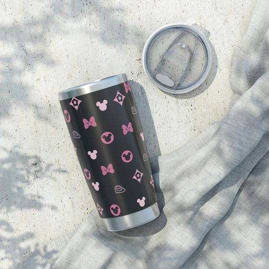 Discover Cute Pink Bow Minnie and Mickey Mouse Tumbler 20oz, Stainless Steel Insulated Travel Cup, Aesthetic Pattern Reusable Hot & Cold Drink Mug