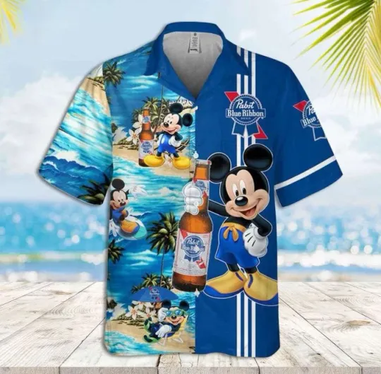 Discover Disney Mickey Mouse Hawaiian Shirt: Pabst Blue  Men Women Unisex