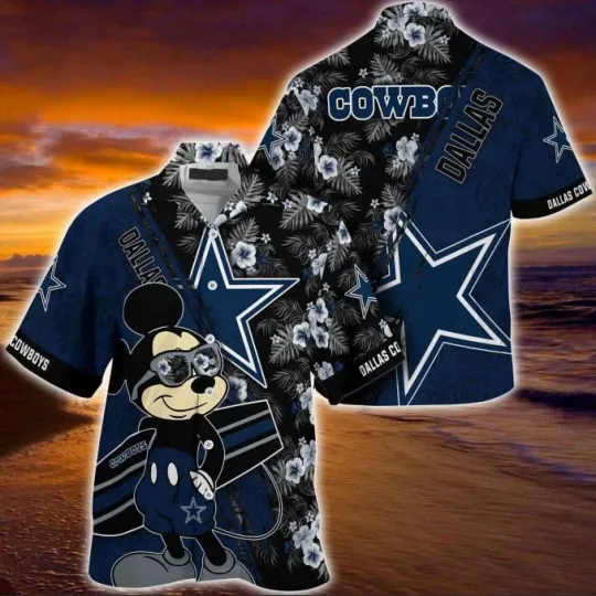 Discover Cowboys Mickey & Floral Hawaiian Shirt