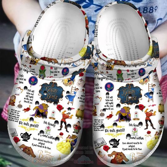 Beauty And The Beast Cartoon Clog Shoes, Clogs Shoes For Men Women and Kid