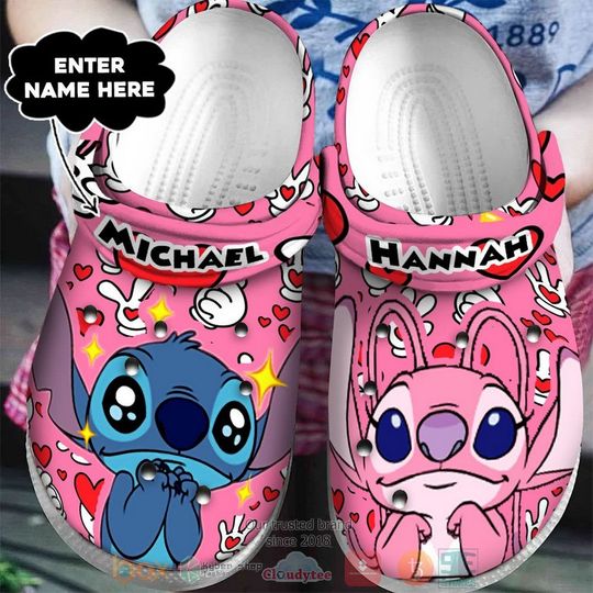 Stitch And Angel Cartoon Clog Shoes, Clogs Shoes For Men Women and Kid