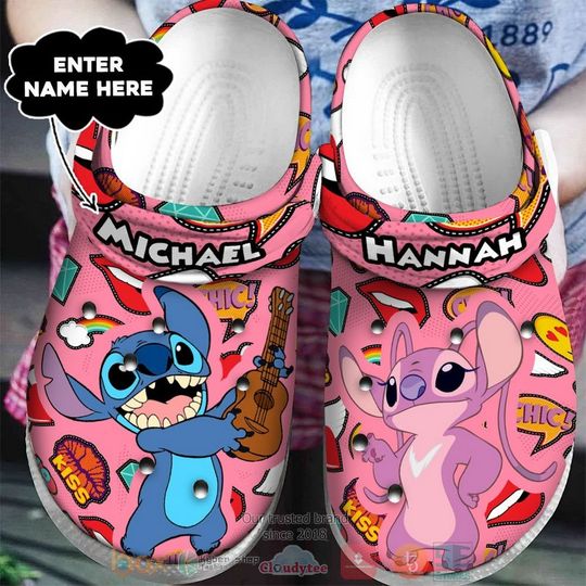 Stitch And Angel Cartoon Clog Shoes, Clogs Shoes For Men Women and Kid