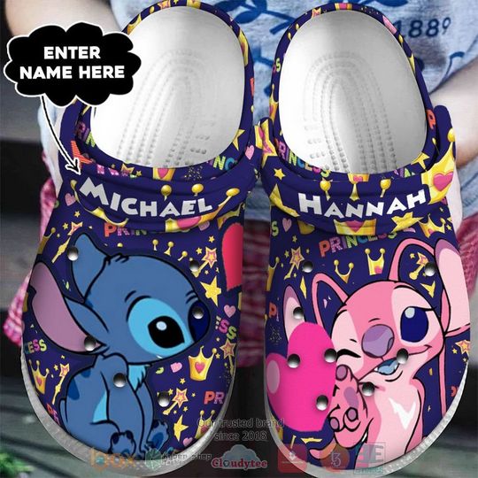 Stitch And Angel Cartoon Clog Shoes, Clogs Shoes For Men Women and Kid
